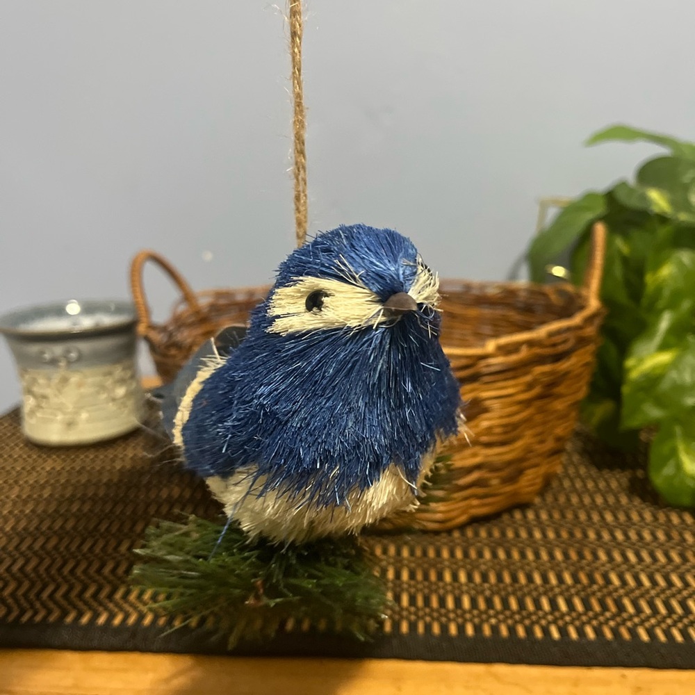 Blue and White Bird Ornament